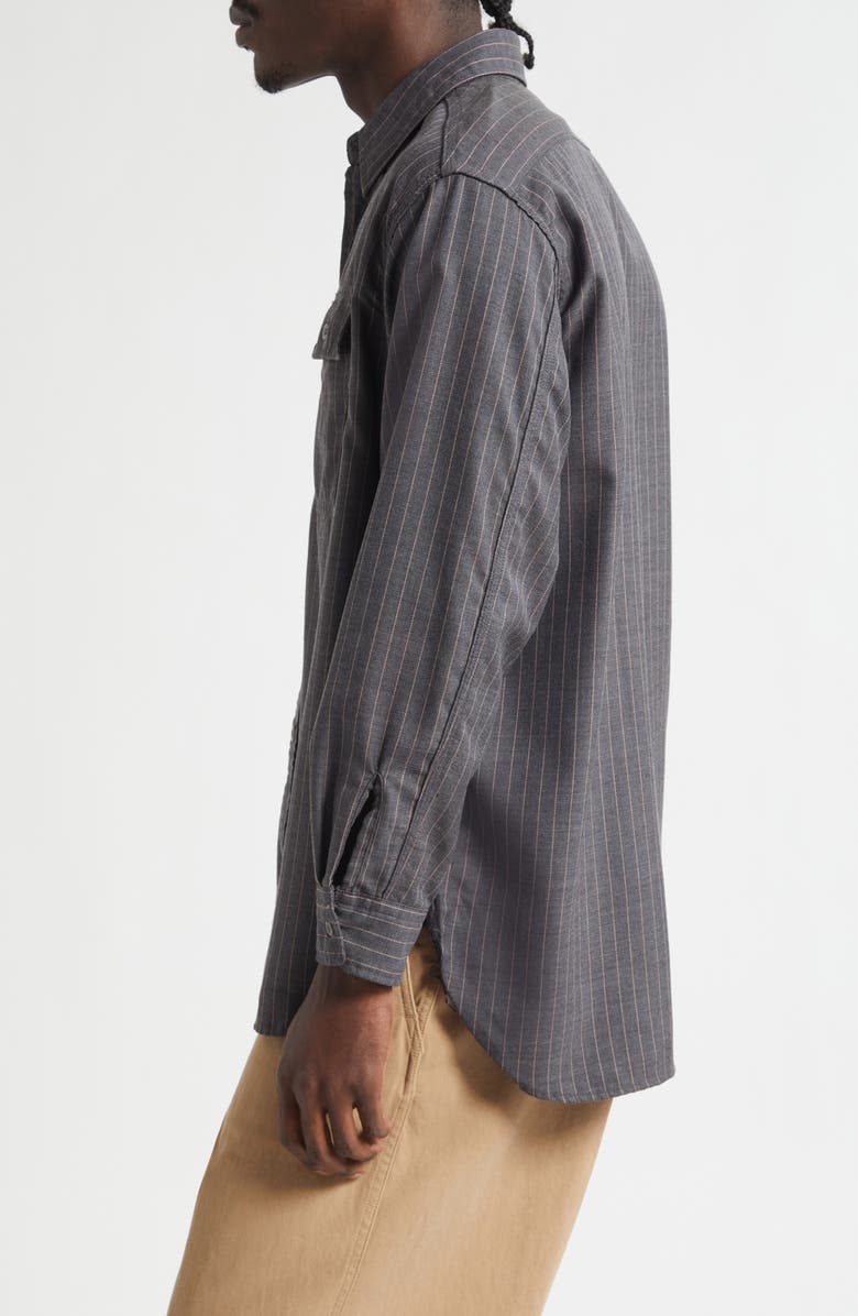 BEAMS Work Uniform Pinstripe Serge Button-Up Shirt, Alternate, color, Grey