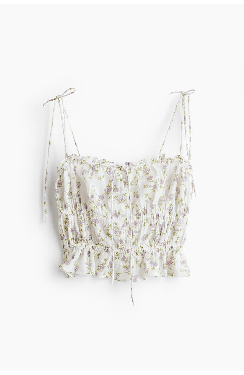 H&M Tie-strap Top, Main, color, Ivory/Floral