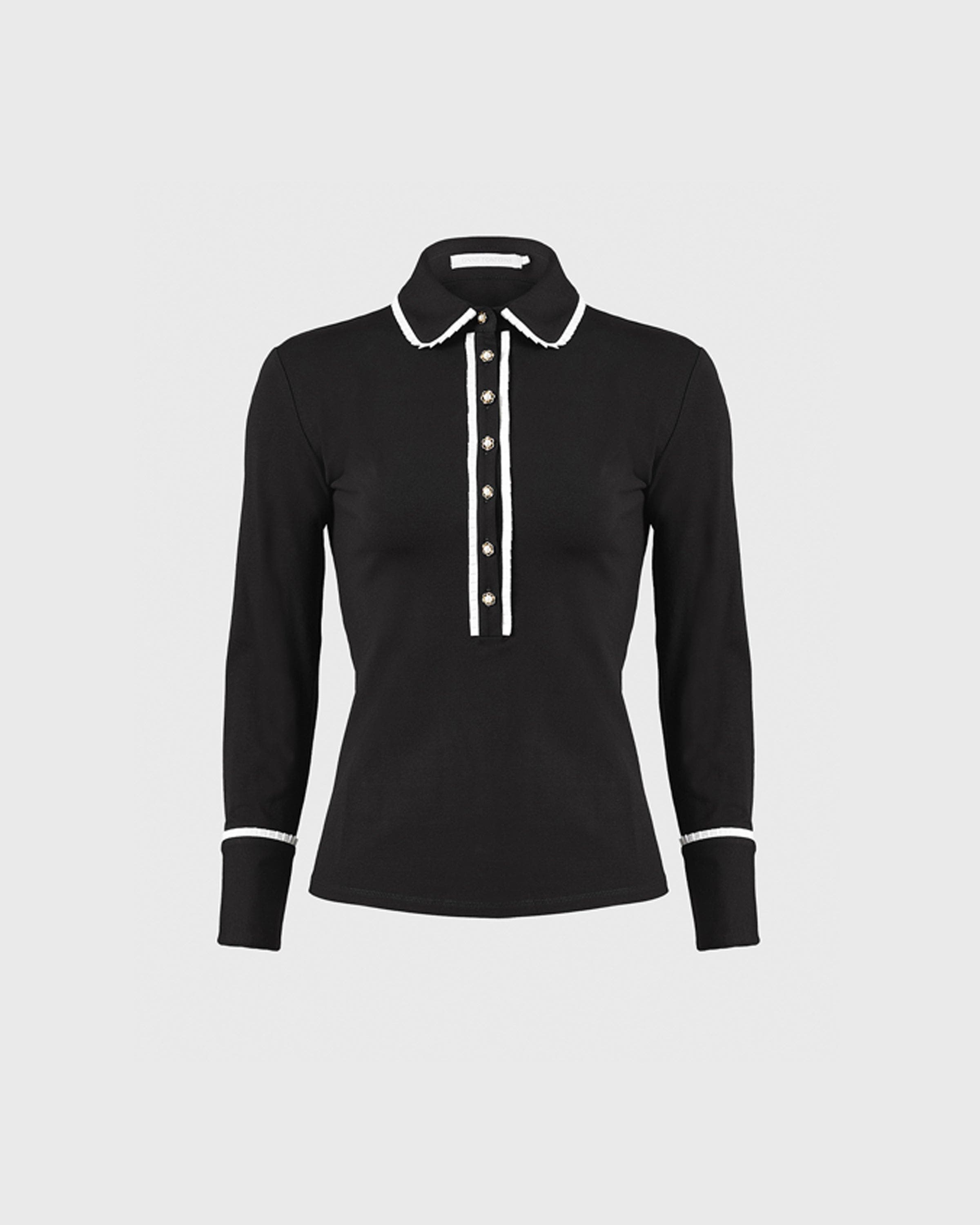 Anne Fontaine Women's Shirt  Faustine Black Designer Long Sleeve Shirt In Cotton Poplin With Pointed Collar 