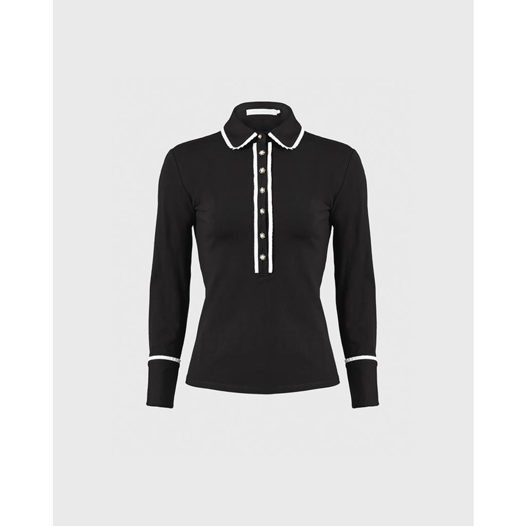 Anne Fontaine Women's Shirt  Faustine Black Designer Long Sleeve Shirt In Cotton Poplin With Pointed Collar