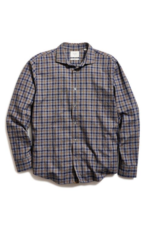 Mélange Plaid Cotton Button-Up Shirt