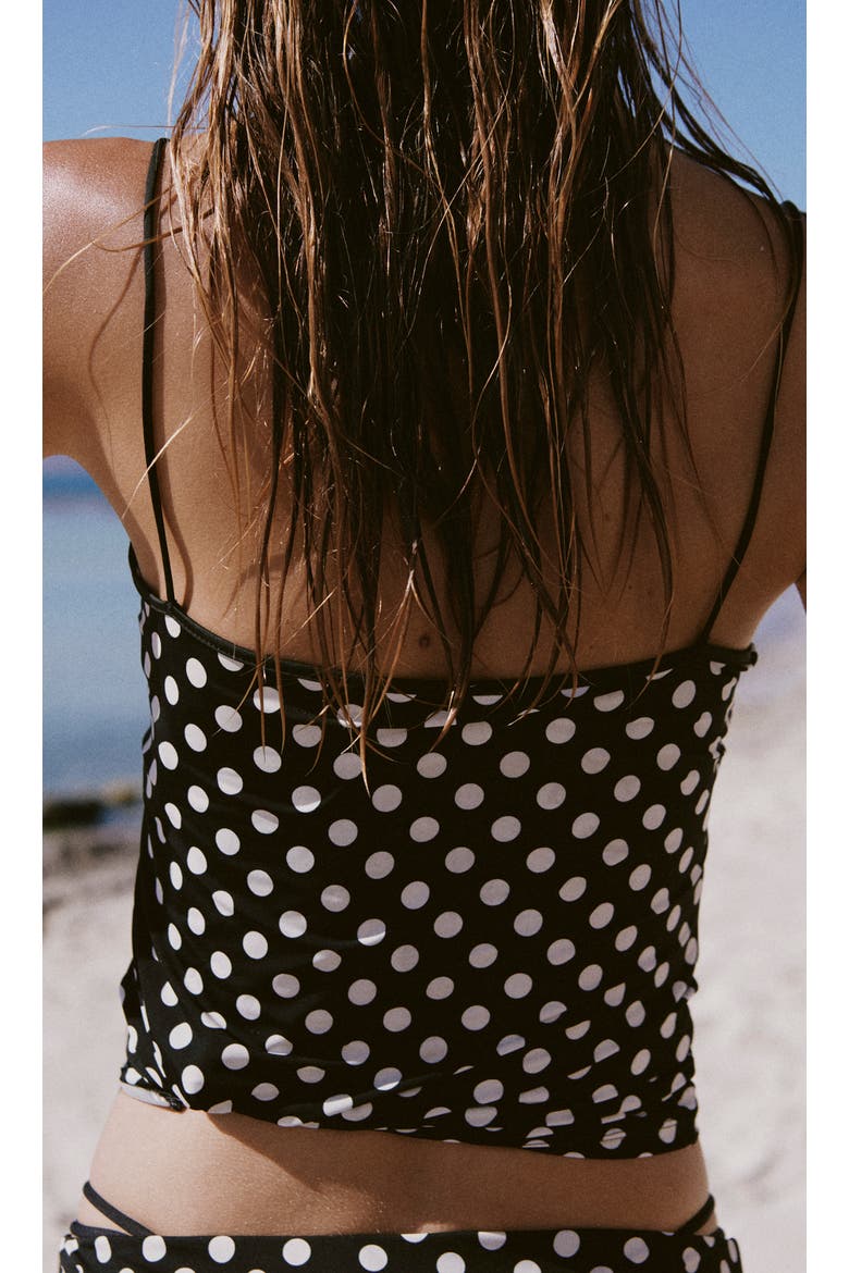 Polka Dot Crop Top, Alternate, color, BLACK