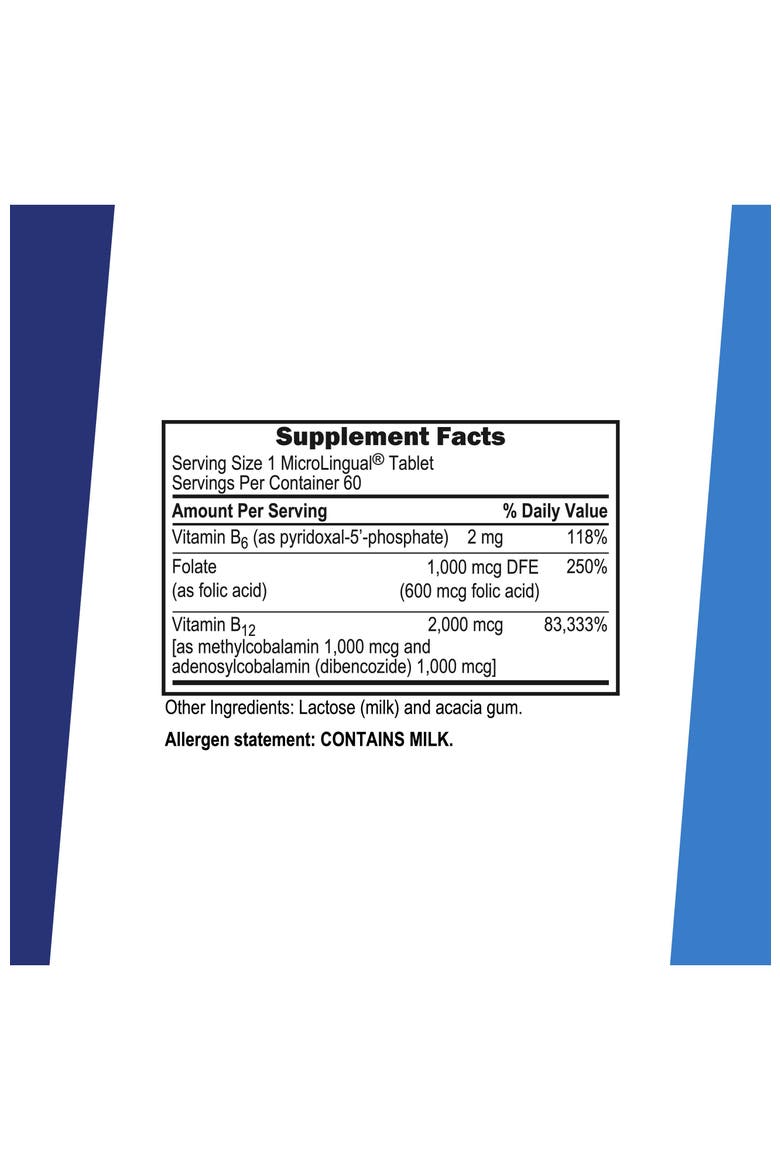 Advanced B-12 B-6 Folic Acid Sublingual Dissolving Tablets, Alternate, color, White