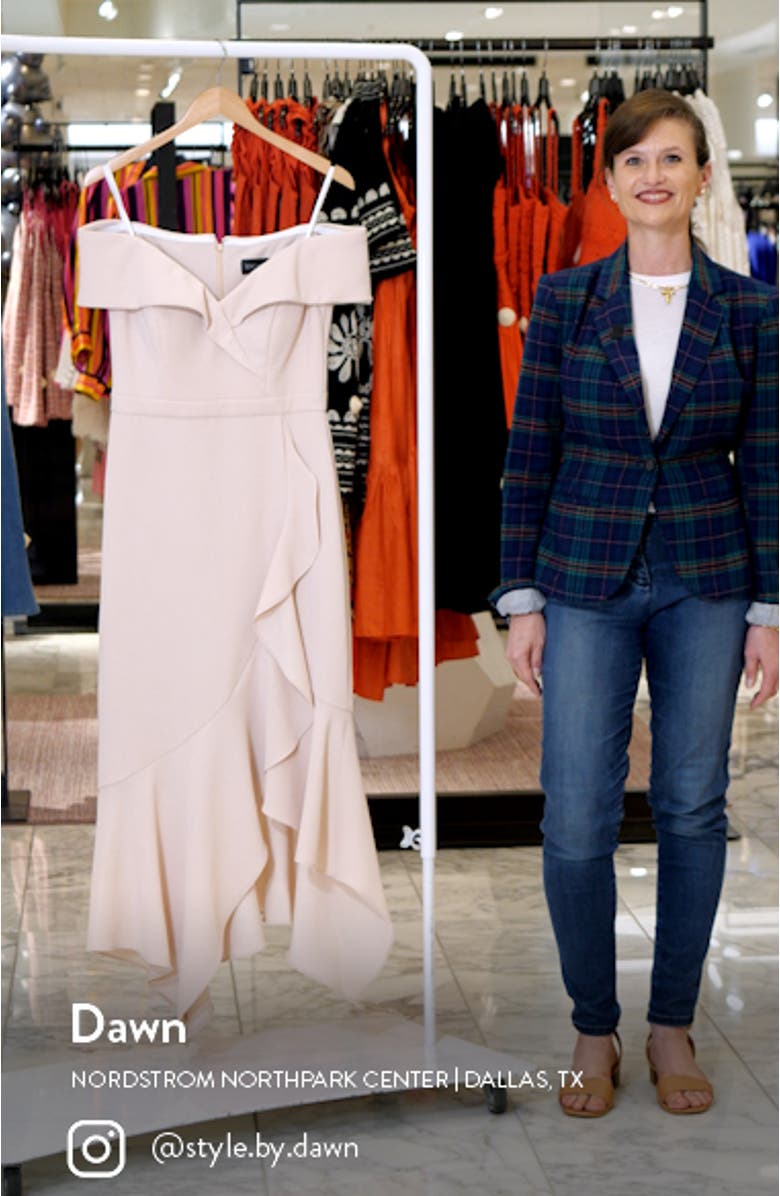 Off the Shoulder Handkerchief Hem Cocktail Dress, sales video thumbnail