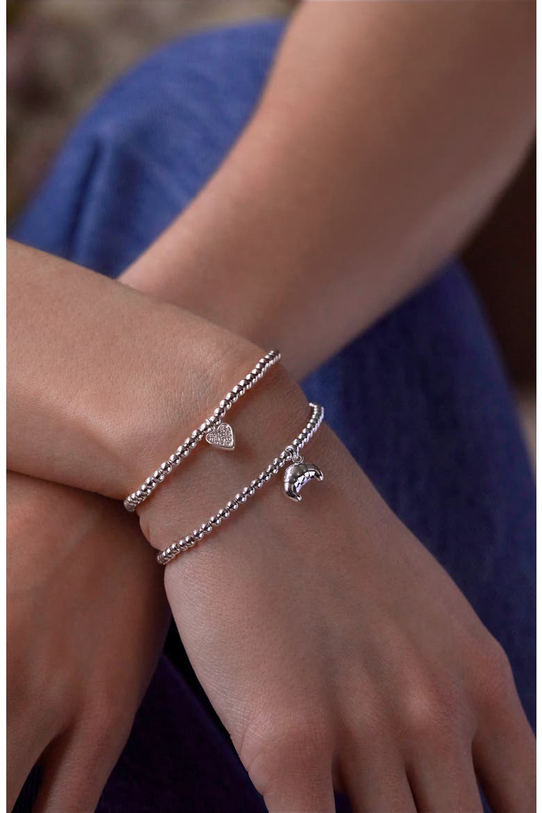 Sienna Pavé Crystal Heart Beaded Stretch Bracelet, Alternate, color, SILVER