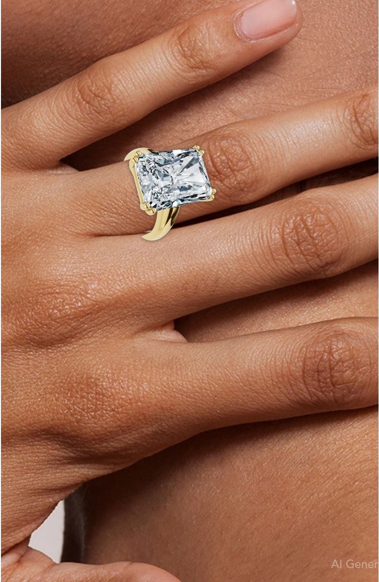 Bliss Diamond Certified 11Ct Radiant Cut Diamond Engagement Ring 14k Gold Lab Grown, Alternate, color, 14K Yellow Gold