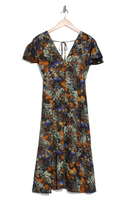 Derek Lam 10 Crosby Cecile Flutter Sleeve Midi Dress In Multi