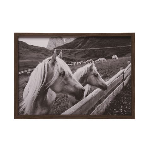 25.6 Inch Gray Spring Southwestern Horse Wall Decor Rustic Wood Art for Home and Garden