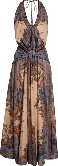 Zimmermann Ascension Paisley Floral Halter Neck Maxi Dress