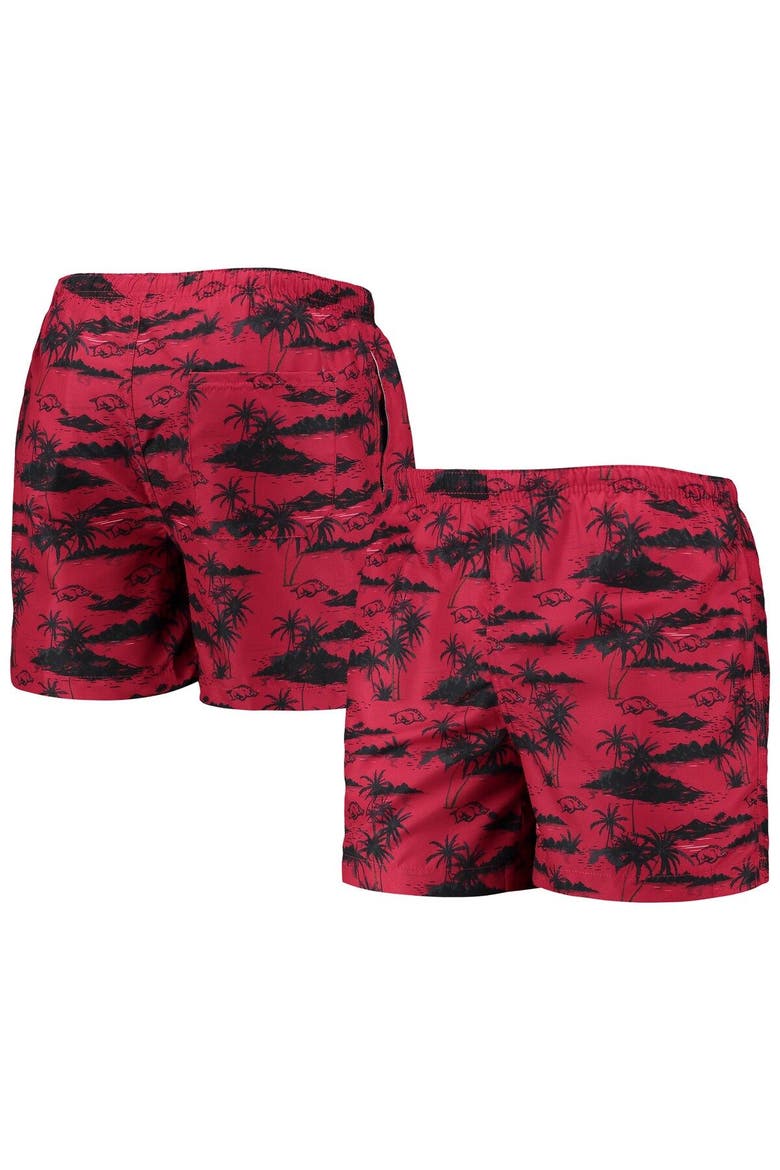 Men's FOCO Cardinal Arkansas Razorbacks Island Palm Swim Trunks, Main, color, Cardinal