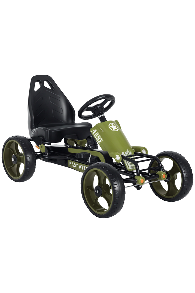 Kids Pedal Go Kart with Adjustable Seat, EVA Wheels, Main, color, Green