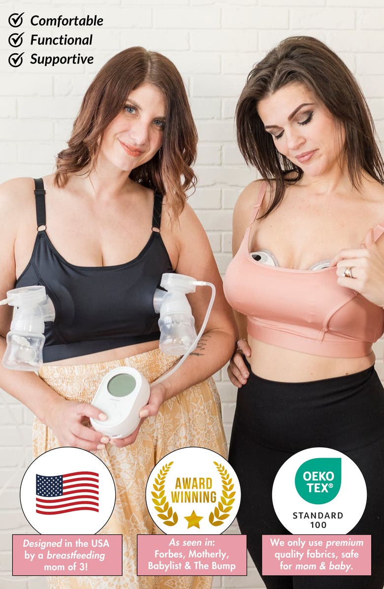 Davin & Adley Amelia Pumping and Nursing Bralette, Alternate, color, Black