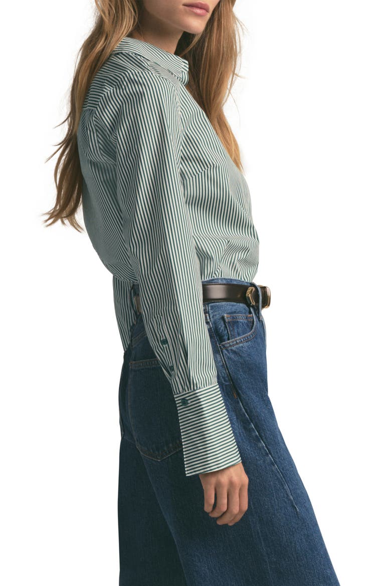 The Classic Stripe Cotton Poplin Button-Up Shirt, Alternate, color, GREEN STRIPE