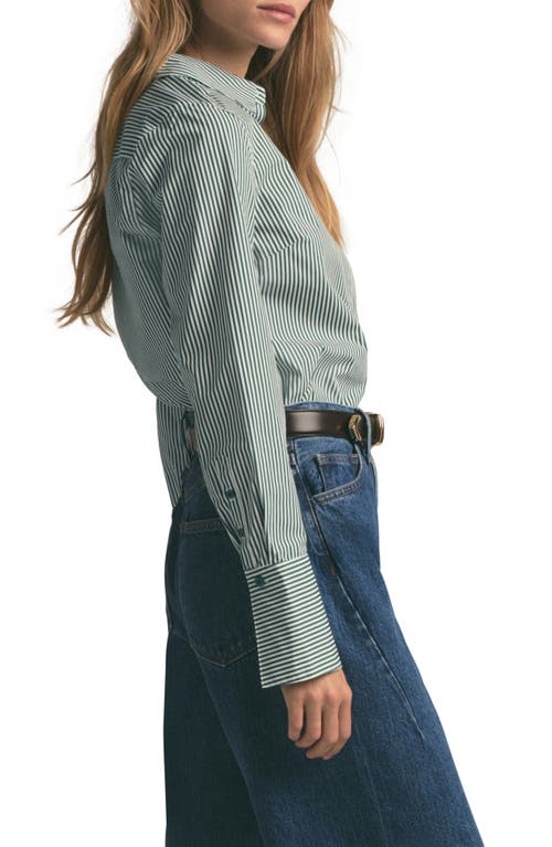 Favorite Daughter The Classic Stripe Cotton Poplin Button-up Shirt In Green Stripe
