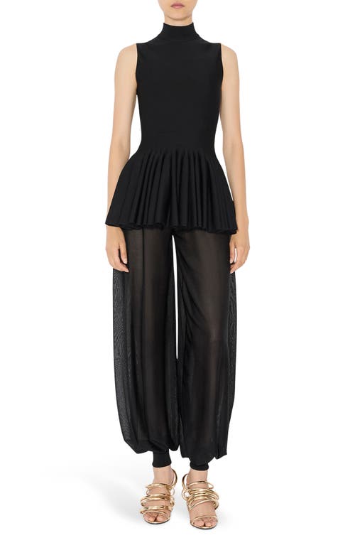 Shop Alaïa Sheer Balloon Pants In Noir Alaia