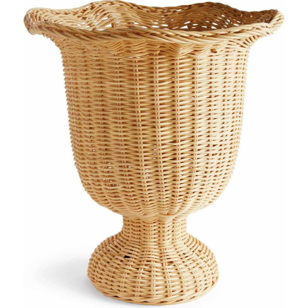 Napa Home & Garden Myra Rattan Scalloped Edge Footed Urn In Brown