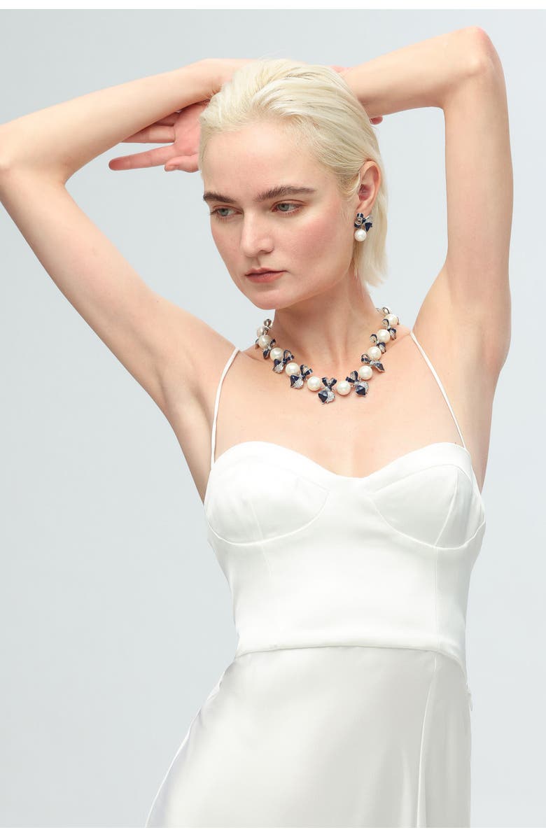 Classicharms Blue Enamel Butterfly Necklace, Alternate, color, Silver