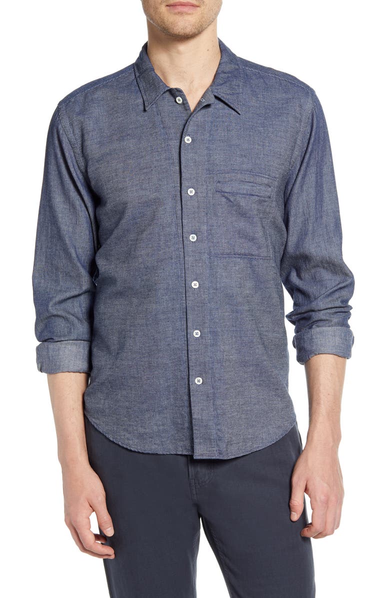 Billy Reid Louis Stripe Regular Fit Utility Shirt, Main, color, 