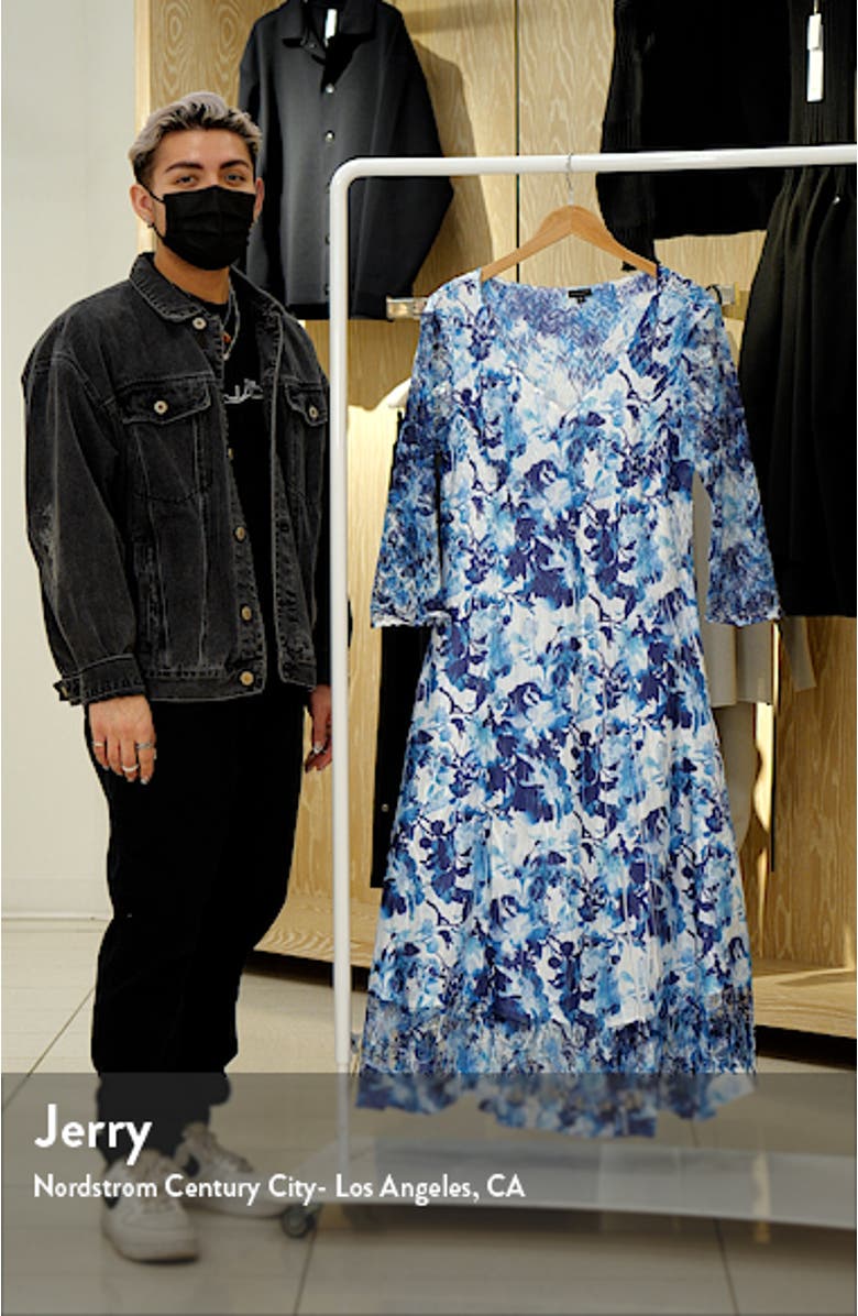 Floral Textured Cocktail Midi Dress, sales video thumbnail