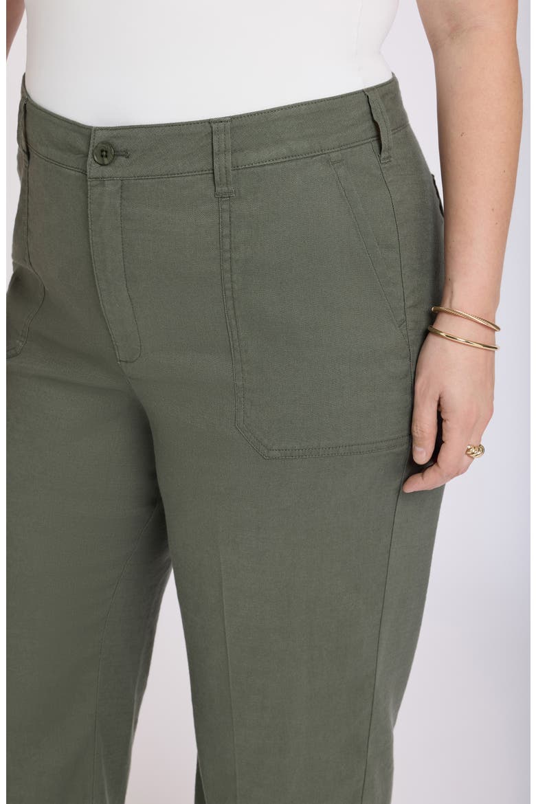 Utility Wide Leg Capri Linen Blend Pants, Alternate, color, DESERT GREEN