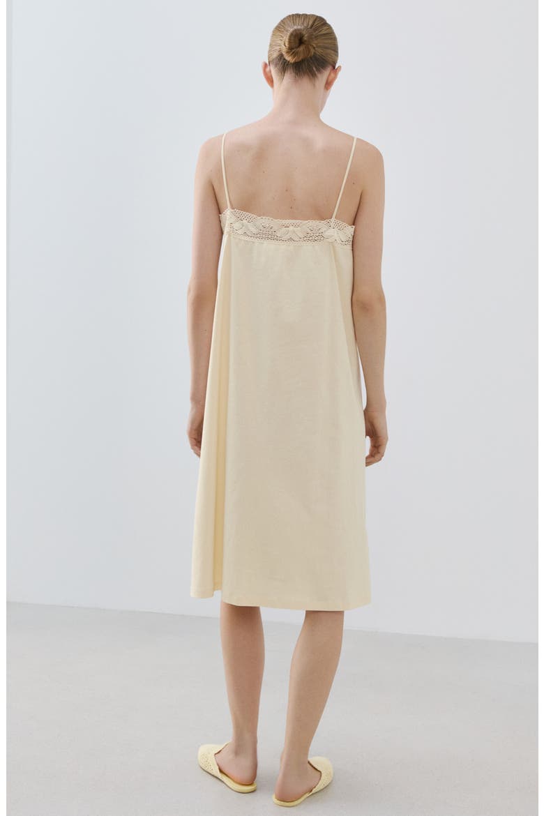 Lace Trim Cotton Nightgown, Alternate, color, PASTEL YELLOW