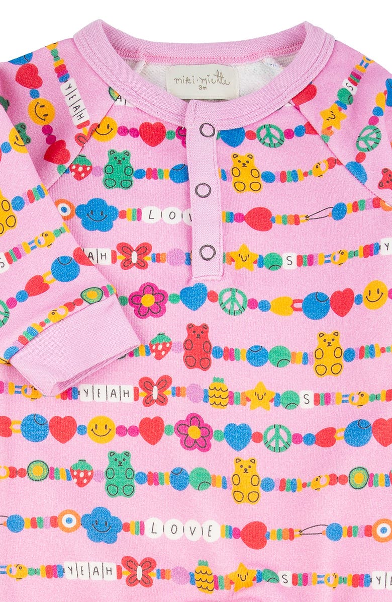 Miki Miette Bailey Friendship Print Cotton Henley Romper, Alternate, color, Friendship