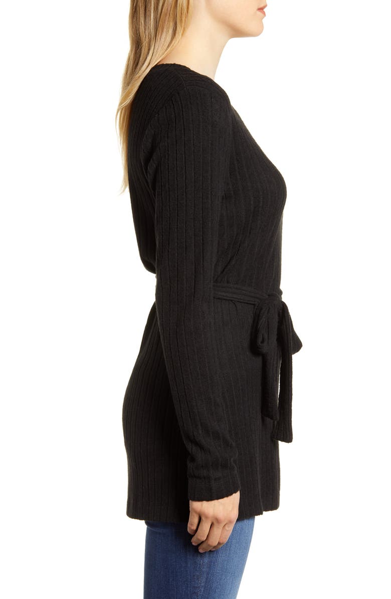 Bobeau Ribbed Knit Cozy Belted Top, Alternate, color, 