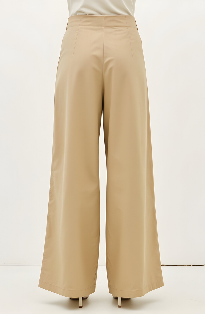 Modenaire Pleated Wide-Leg Trousers, Alternate, color, Beige