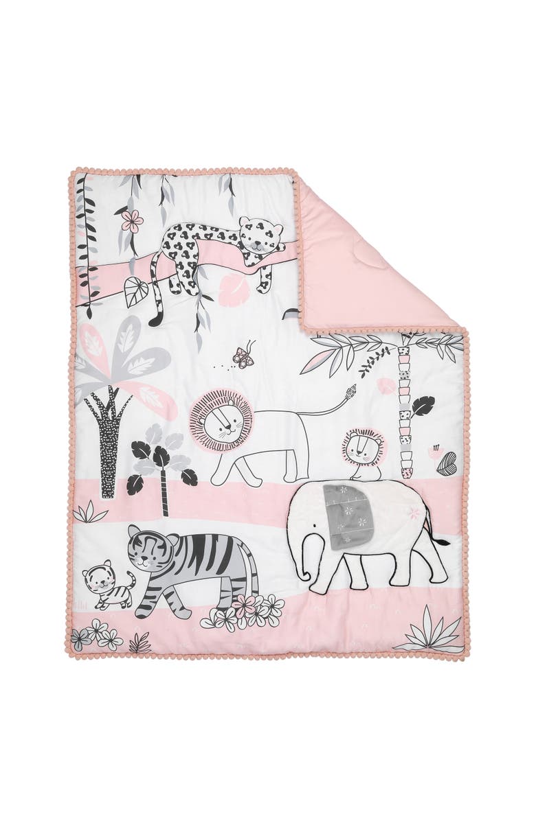 Lambs & Ivy Happy Jungle Safari Nursery 5-Piece Crib Bedding Set, Alternate, color, Pink
