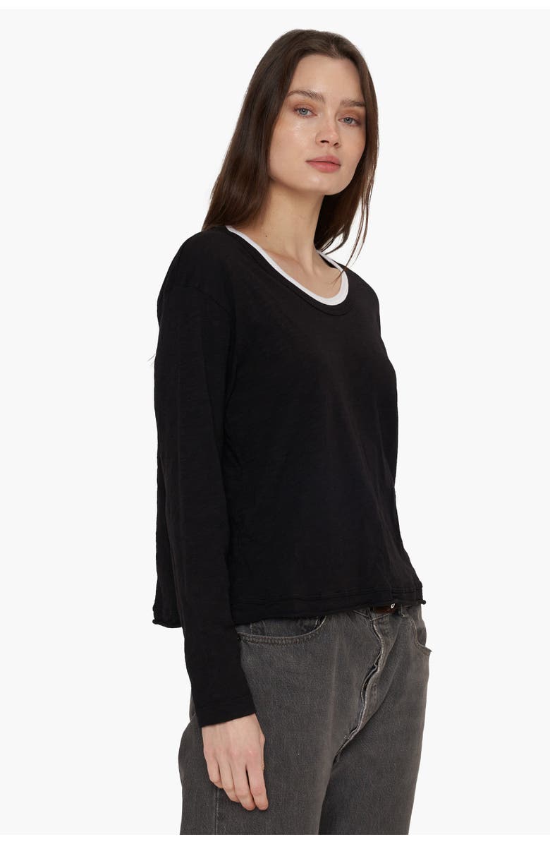 WILT Clothing Raw Crew Crop Boxy Long Sleeve, Alternate, color, Black/White