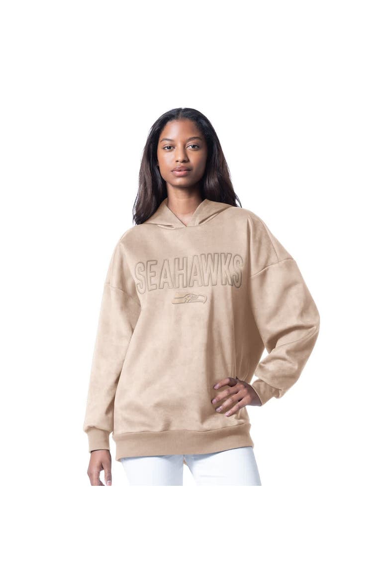 Women's G-III 4Her by Carl Banks  Cream Seattle Seahawks Best Hitter Oversized Tunic Pullover Hoodie, Main, color, Cream