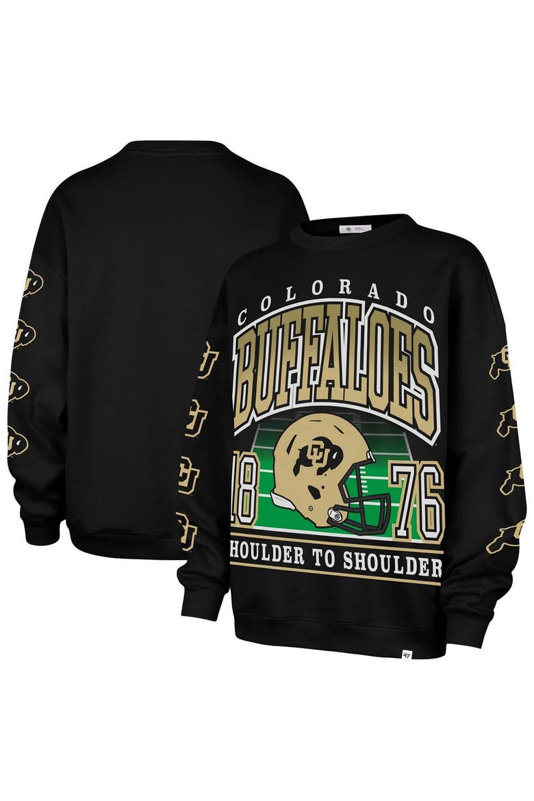 Women's '47 Black Colorado Buffaloes Go Big Oversized Pullover Sweatshirt, Main, color, Black