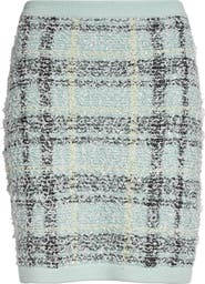 Balmain Glitter Plaid Sweater Miniskirt