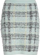 Balmain Glitter Plaid Sweater Miniskirt