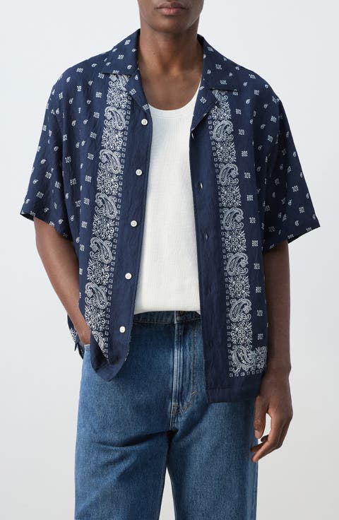 Paisley Bandana Print Camp Shirt
