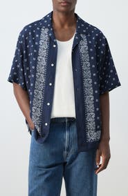 MANGO Paisley Bandana Print Camp Shirt