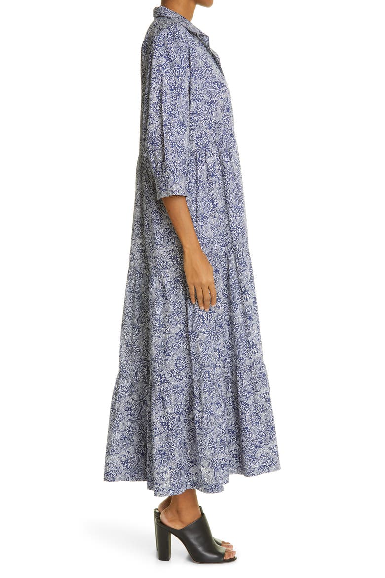Liberty Fabrics Tana Lawn Edwin Print Tiered Midi Dress, Alternate, color, BLUE