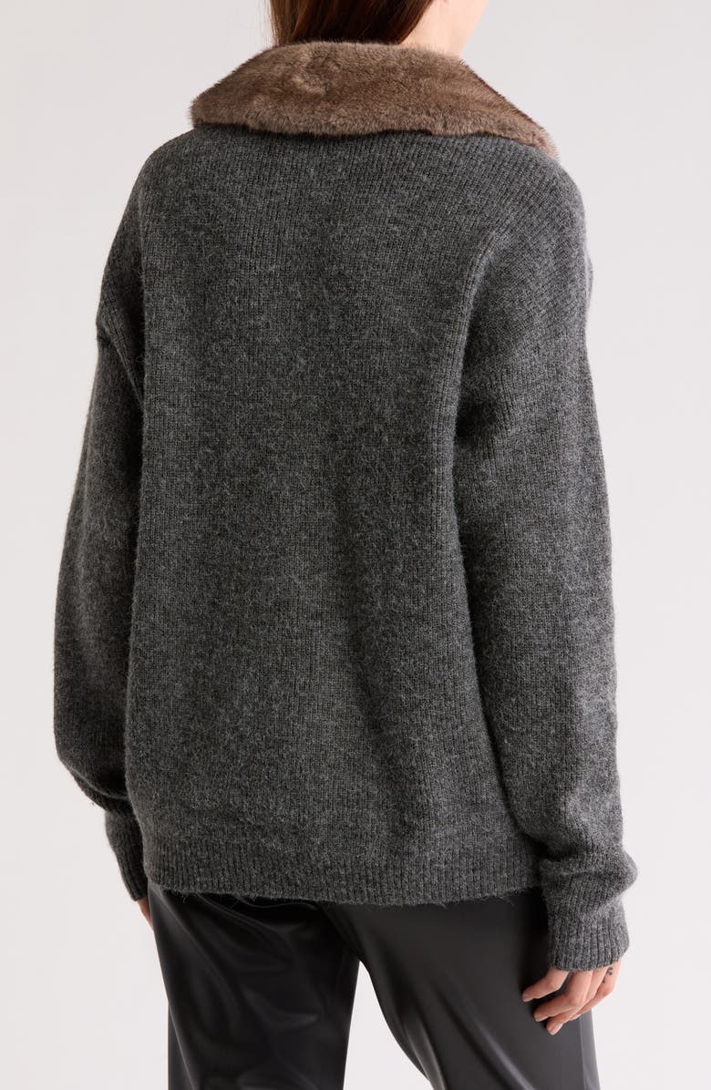 WAYF Faux Fur Trim Cardigan, Alternate, color,