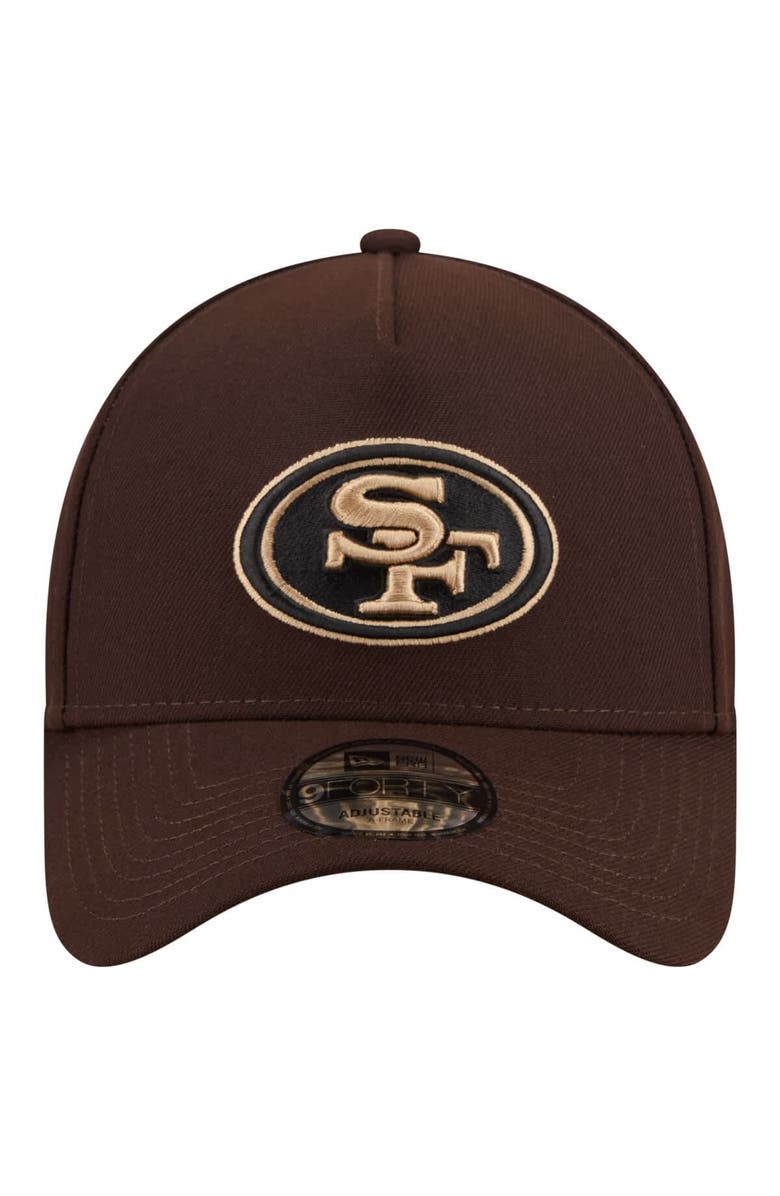 New Era Men's New Era  Dark Brown San Francisco 49ers Burnt Wood A-Frame 9FORTY Adjustable Hat, Alternate, color, Dark Brown