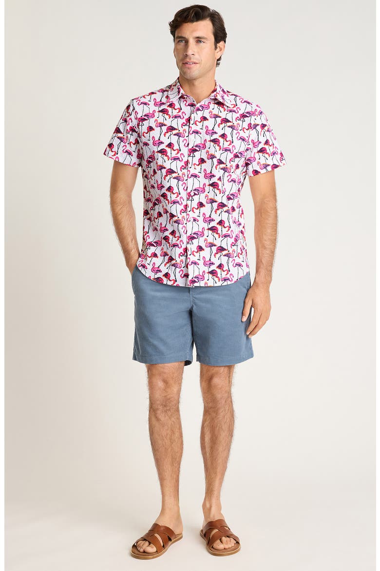 Riviera Short Sleeve Shirt, Alternate, color, FLAMINGOS