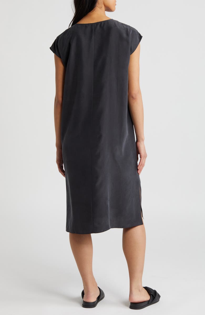 Eileen Fisher Cap Sleeve Silk Dress, Alternate, color, 