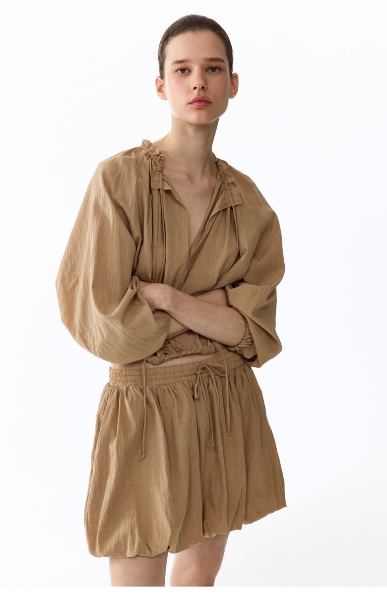 H&M Bubble-hem Skirt, Alternate, color, Beige