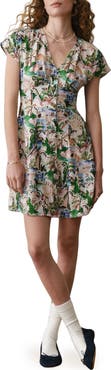 Marine Layer Camila Print Button Front Hemp Blend Minidress