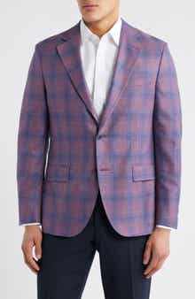 Peter Millar Hyperlight Soft Purple Plaid Wool & Silk Blend Sport Coat
