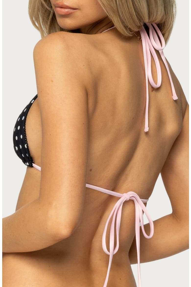 Leigh Polka Dot Triangle Bikini Top, Alternate, color, BLACK-AND-WHITE