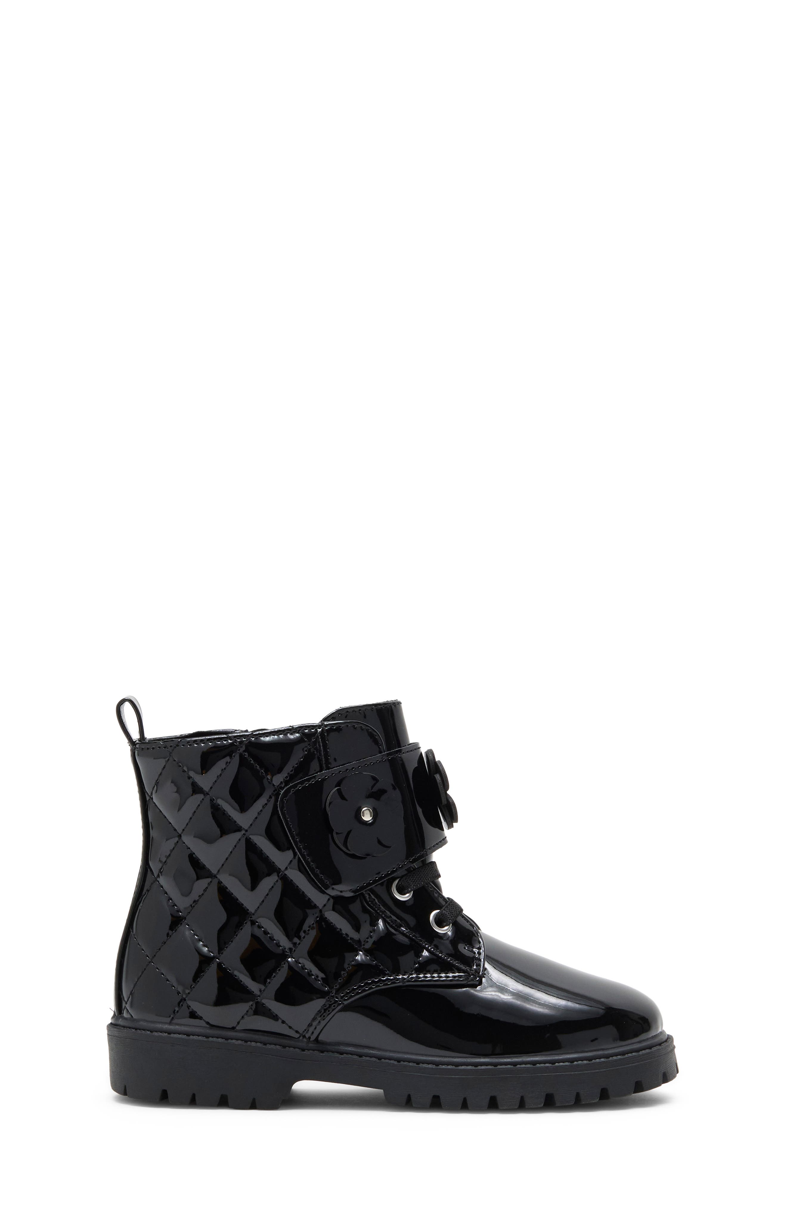 Nordstrom Kids' Brynn Flower Faux Leather Combat Boot | Nordstrom