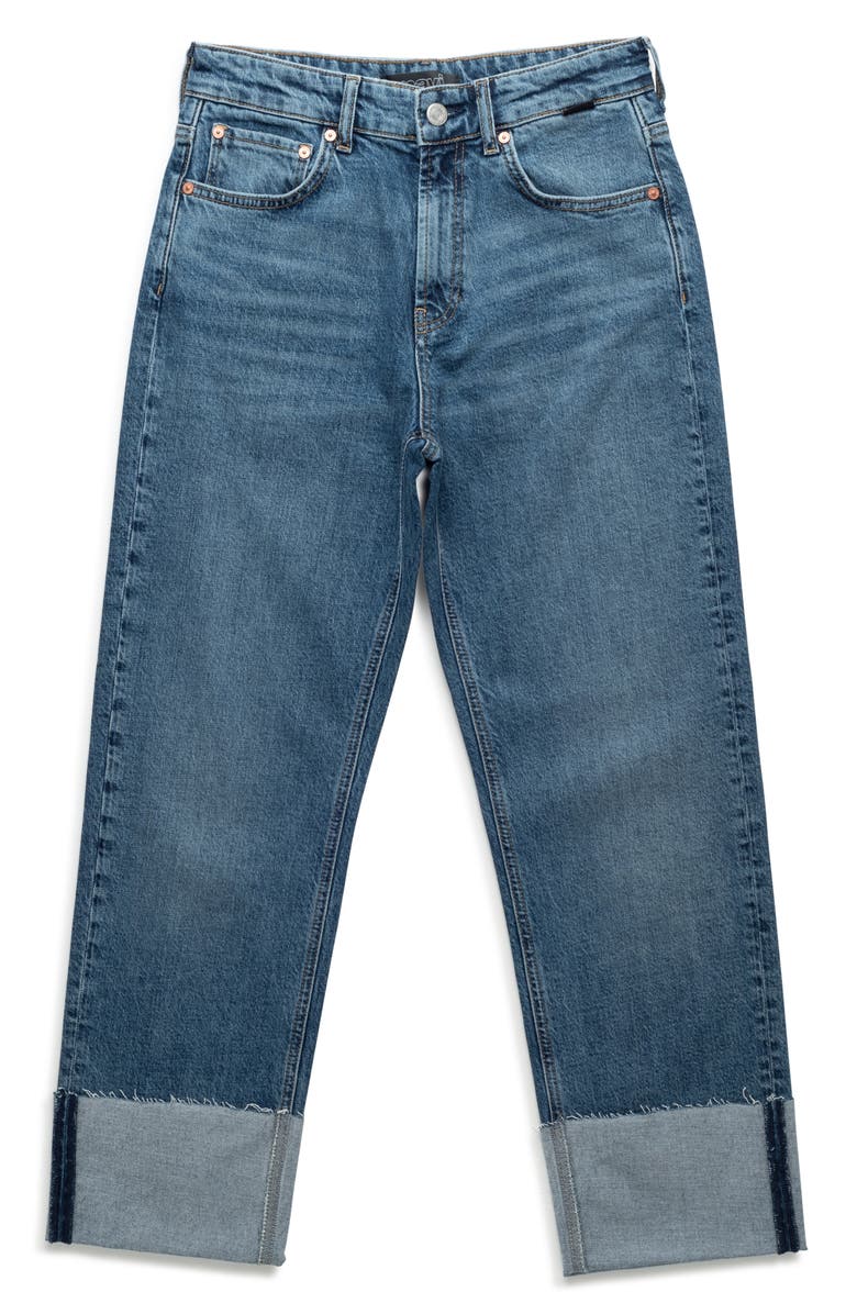 Mavi Jeans Savannah Cuff High Waist Raw Hem Wide Leg Jeans, Alternate, color, Shaded Classic Blue