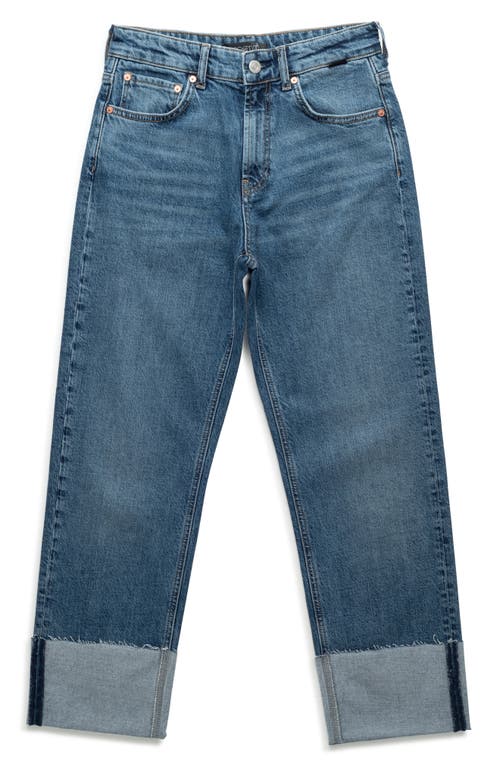 Mavi Jeans Savannah Cuff High Waist Raw Hem Wide Leg Jeans In Shaded Classic Blue