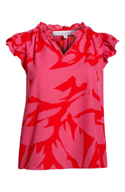 Sugarlips Jolene Abstract Floral Crepe Top In Multi