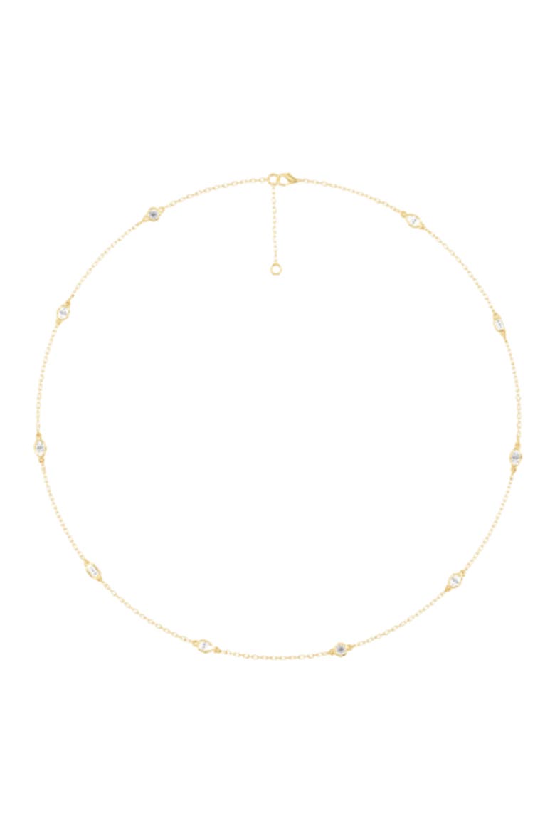Multi Shape Bezel Station Lab Diamond Necklace in 14K, Alternate, color, Yellow Gold